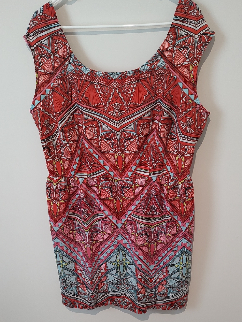 Tribal Print Sheer/Mesh Back Lightweight Day-dress Edgy Bright Colorful Flowy